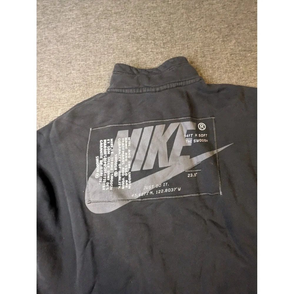 Nike Graphic Logo Crew Neck Pullover Sweatshirt Men's Large Black Swoosh Jacket